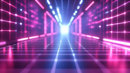 Fototapeta premium Neon Lights Abstract Background, Futuristic Purple, Blue Glowing