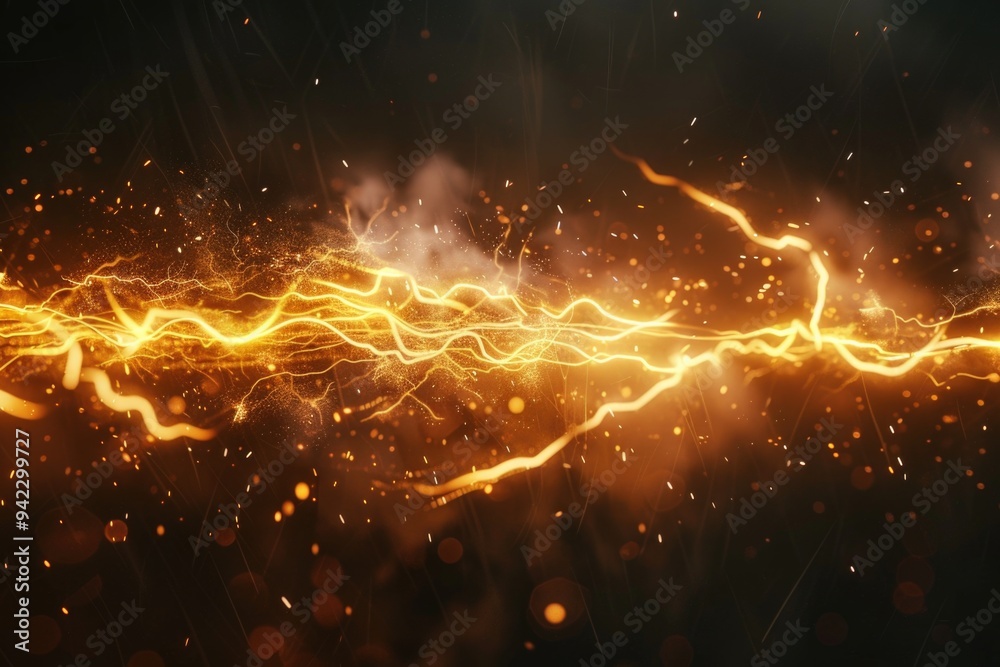 Poster close-up shot of fire and sparks on a dark background