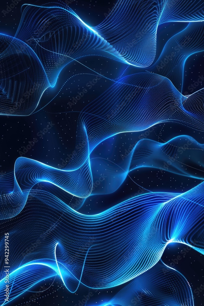 Poster a collection of blue ocean waves on a dark background, suitable for use in designs related to nature