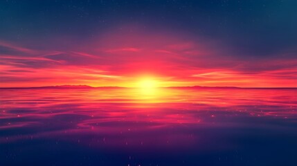 Fototapeta premium Vibrant Sunset Over Water with Stars Reflection