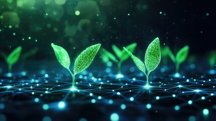 Conceptual of tech plant growth