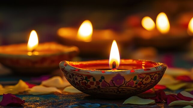 Diwali festival of lights tradition Diya oil lamps background