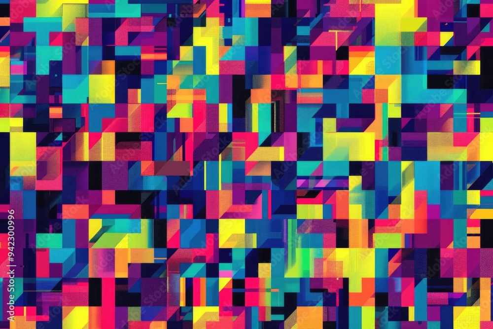 Poster a colorful arrangement of squares and rectangles