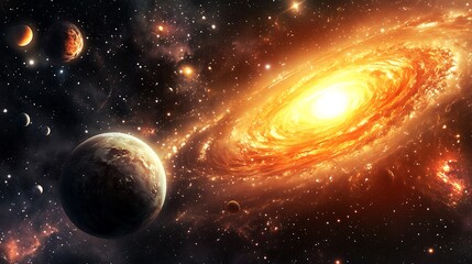 Fototapeta premium sollar system galaxy with sun