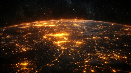 Obraz premium Earth at Night with City Lights and Stars