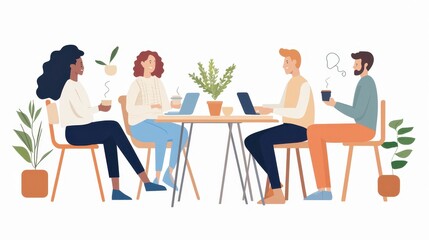 Diverse Group of People Working Together at a Table