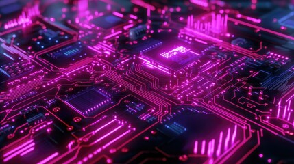 Fototapeta premium Glowing digital circuit board with cyber effects