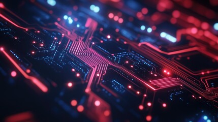 Obraz premium Glowing digital circuit board with cyber effects