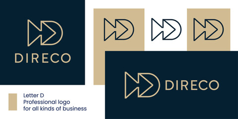 Abstract Letter D Logo: Dynamic Fast Forward Arrow for Progres.