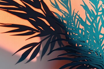 Vibrant Textured Overlay with Dynamic Shadows and Leafy Silhouettes on Bright Background