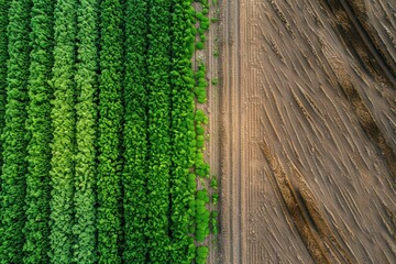 Drone view of crop rotation layout, emphasizing sustainable farming techniques...