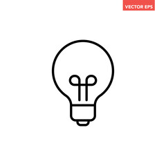 Single light bulb line icon, simple idea flat design illustration pictogram, infographic vector for app ads web banner button ui interface elements isolated on white background