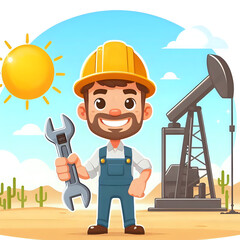 Postcard, happy Oilman's Day, without text. Greeting card, happy Oil and Gas Industry Day.