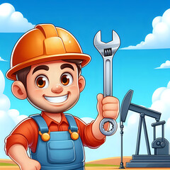 Postcard, happy Oilman's Day, without text. Greeting card, happy Oil and Gas Industry Day.