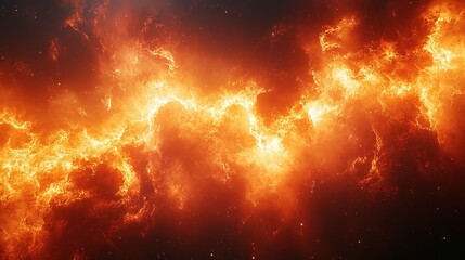 Abstract Orange and Yellow Fire-Like Nebula