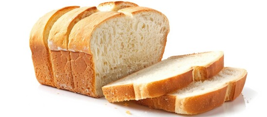 White Bread Cutting It Is Isolated On A White Background