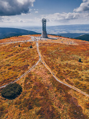 Snieznik mountain in Poland Czech Republic border - view from a drone