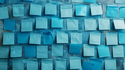 Obraz premium Blue note paper on wall background generative ai