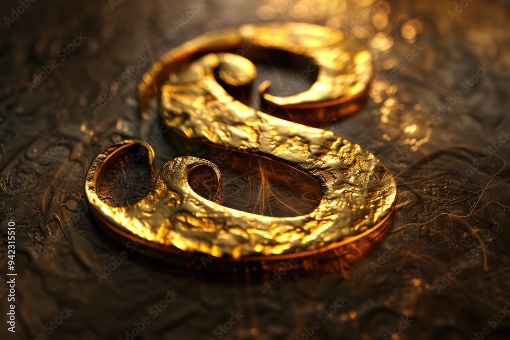 Aufkleber a single golden letter s on a shiny metallic surface, suitable for use in branding or design project