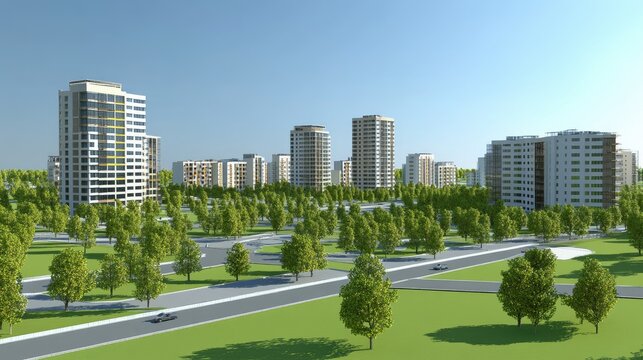 Urban landscape with digital construction models