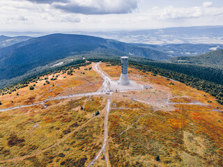 Snieznik mountain in Poland Czech Republic border - view from a drone