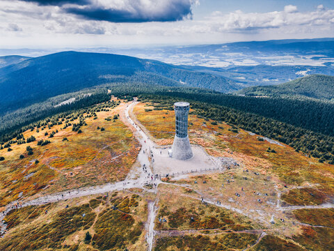 Snieznik mountain in Poland Czech Republic border - view from a drone