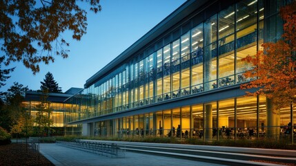 Obraz premium Modern university building with glass walls