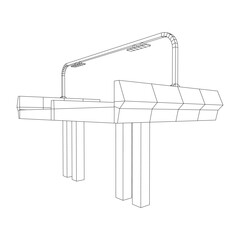 Wireframe Mesh Bridge Highway. Connection Structure. Digital Data Visualization Concept. Vector Illustration.