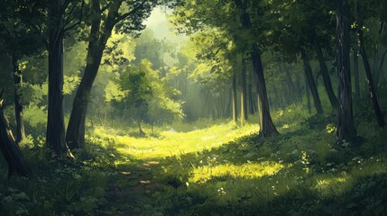 Obraz premium Verdant forests in peaceful ambiance