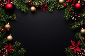 Festive Christmas New Year border. Xmas background and frame composition. Christmas banner and web poster