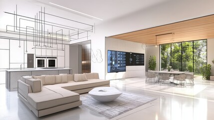 Smart house concept with integrated technology visuals
