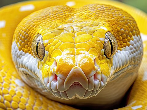 Giant Yellow and White Python Snake