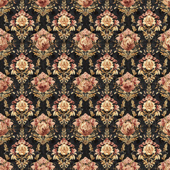 Seamless patterns Watercolor flowers, royal vintage victorian background.[A-0003]