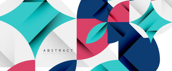 Minimal geometric elements on white. Petals, round triangles, star