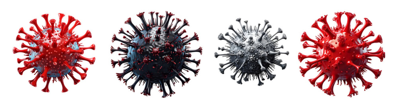 conjunto de c&eacute;lulas patol&oacute;gicos de micr&oacute;bio com deferentes tipos de v&iacute;rus isolados em fundo transparente,  v&aacute;rios tipos de c&eacute;lulas de doen&ccedil;as infecciosas 