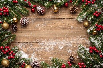 Festive Christmas New Year border. Xmas background and frame composition. Christmas banner and web poster