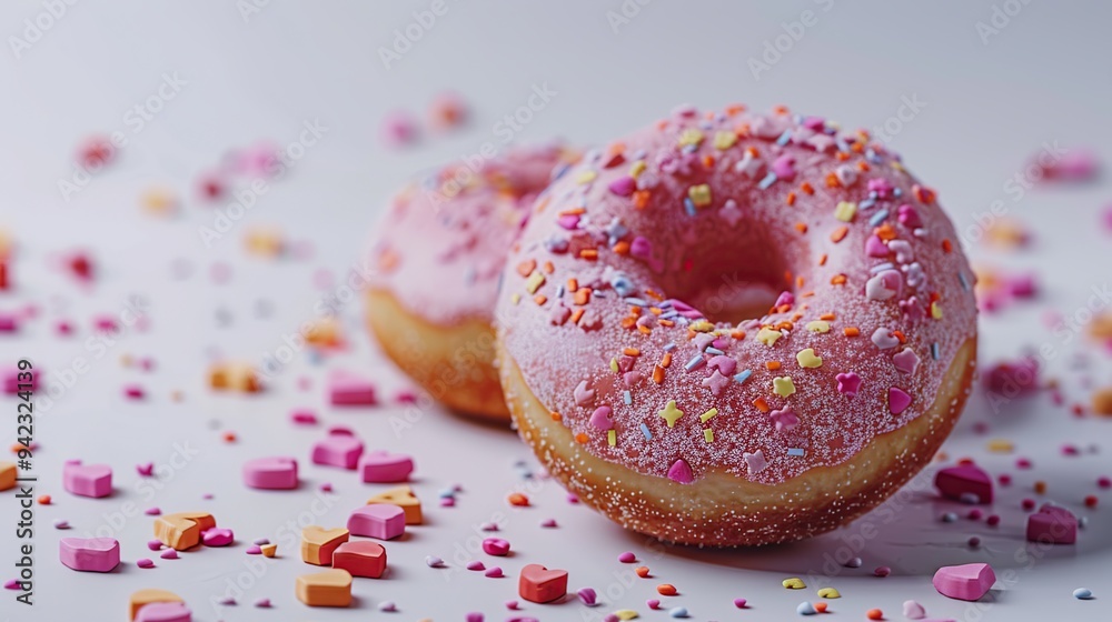 Sticker pink glazed donut with sprinkles