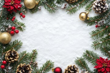 Festive Christmas New Year border. Xmas background and frame composition. Christmas banner and web poster