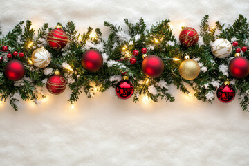 Festive Christmas New Year border. Xmas background and frame composition. Christmas banner and web poster