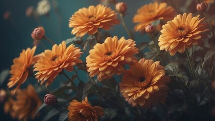 Obraz premium Vintage flowers in dark shades
