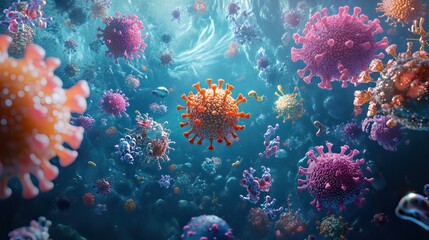 Microscopic World: A Vivid Depiction of Viruses and Bacteria