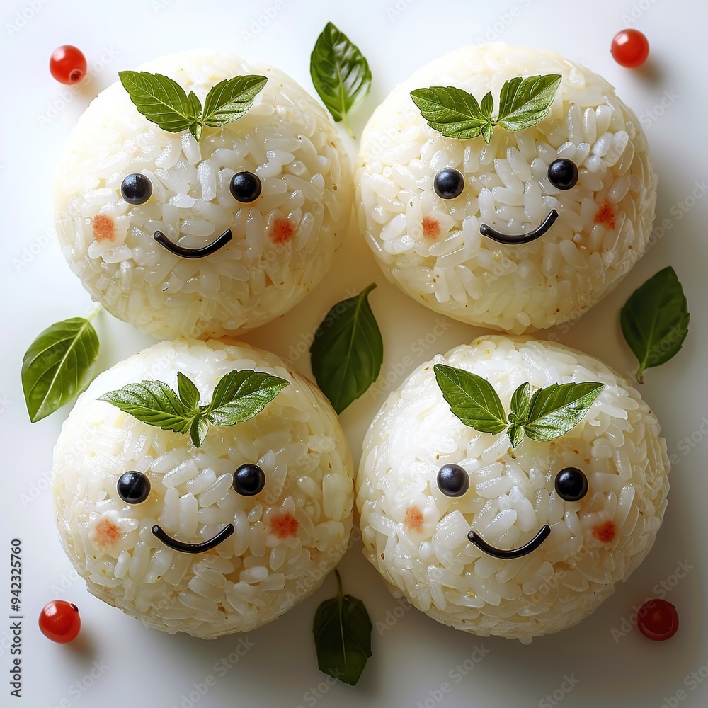 Wall mural Smiling Rice Balls