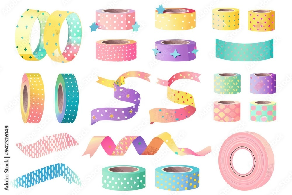 Poster a assortment of colorful washi tapes for various creative uses