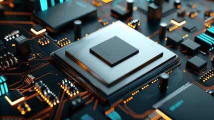 Fototapeta premium CPU or microprocessor background Electronic industry or artificial intelligence concept