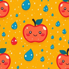 Cute Apple Rain Seamless Pattern