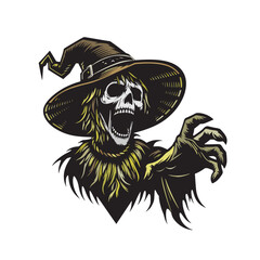 Vector illustration of a scary living scarecrow reaching out to grab someone.