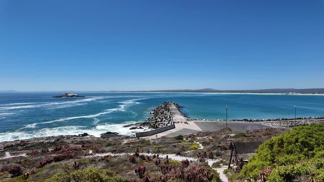 Yzerfontein Western Cape South Africa. 27.03.2024. Video. Coastal path on the rocky shore of Yzerfontein on the west coast of South Africa., rocky shore, rocks, scenic, location, locations,