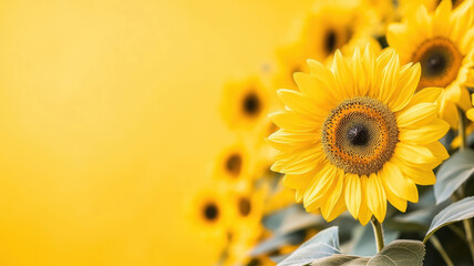 Fototapeta premium A yellow flower with a yellow background. Concept of warmth and happiness