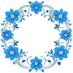 Blue Floral Wreath Border