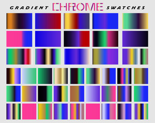Acid chrome gradient swatches in holographic vibrant colors for art and design.